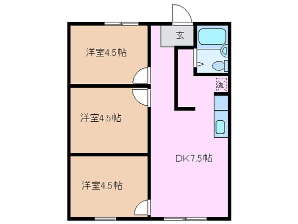 新正駅 徒歩8分 1階の物件間取画像